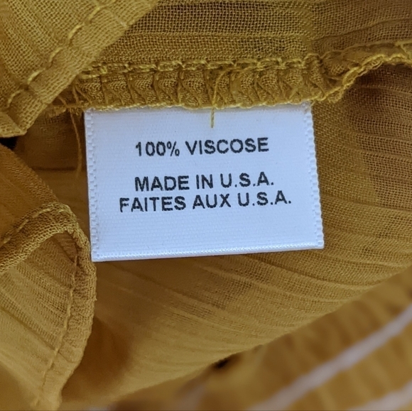 MISA Los Angeles ruffled collar puff sleeves mustard yellow viscose blouse Small - Picture 7 of 11